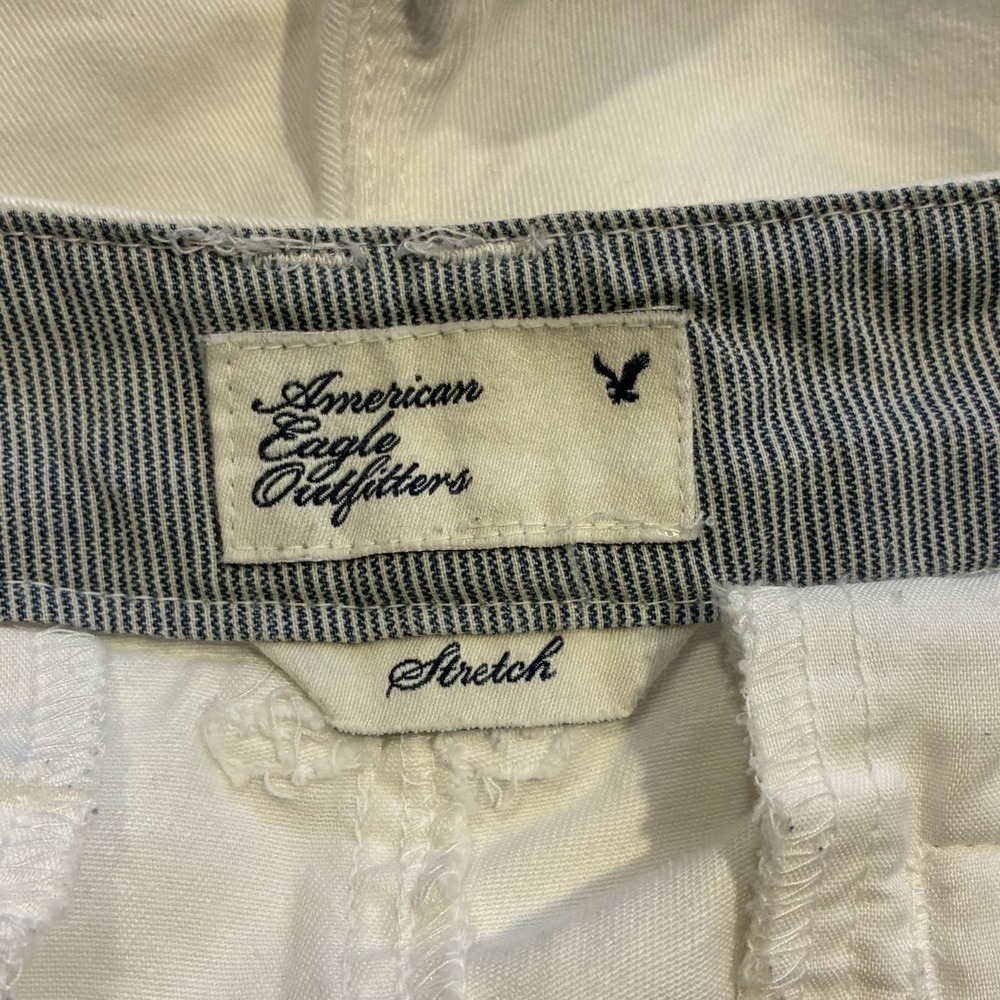 Y2K American Eagle Low Rise Micro Mini Shorts Women Hot Pants White - Picture 3 of 4